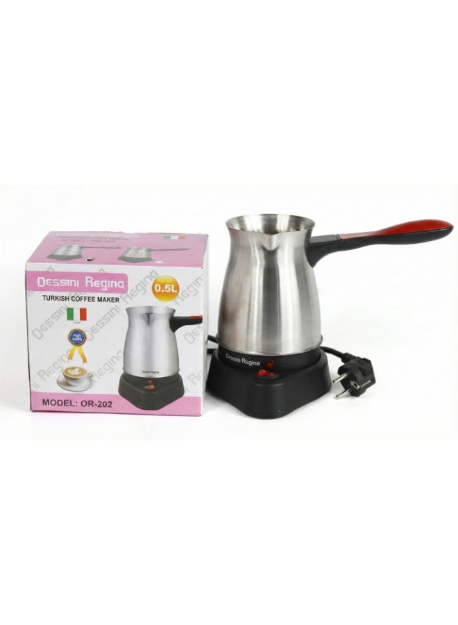 Dessini Regina Electric Turkish Coffee Maker OR-202 Capacity 0.5L with Stainless Steel Coffee Pot for Coffee Tea and Milk - Image 2